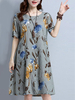 Casual Loose O-neck Short Sleeves Printed Dresses