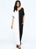 Casual Loose Patchwork Half Sleeve O-neck Maxi Dress For Women