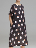 Casual Loose Polka Dots Drawstring Short Sleeve Women Dresses