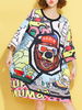 Casual Loose Printed O-Neck Half Sleeve Women Dresses