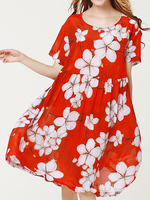 Casual Loose Printed O-Neck Short Sleeve Women Dresses