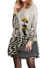 Casual Loose Pullover Character Print Long Sleeve Knit Women Dress