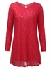 Casual Loose Pure Color Lace Long Sleeve Round Neck Dress