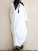 Casual Loose Pure Color Long Sleeve Women Vintage Dress