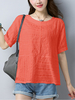 Casual Loose Pure Color Short Sleeve O-neck Women T-shirt