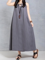 Casual Loose Pure Color Spaghetti Strap Dresses For Women