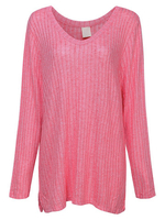 Casual Loose Pure Color V Neck Split Irregular Hem Blouse For Women