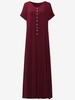 Casual Loose Side Split Short Sleeve V-neck Maxi Dress For Women