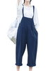 Casual Loose Solid Color Strap Pocket Overall Jumpsuits