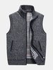 Casual Loose Thick Sweater Vest Solid Color Stand Collar Knited Waistcoat for Men