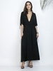Casual Loose Tie Half Sleeve V-neck Maxi Dress For Women
