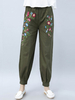 Casual Loose Vintage Embroidery Elastic Waist Women Harem Pa