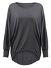 Casual Loose Women Solid Batwing Sleeve Asymmetric Stretch T-shirt