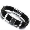 Casual Man Bracelet Handmade Leather Black Weaved Double Layer Bracelet