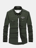 Casual Military Style Cotton Sweat-Absorption Slim Fit Long Sleeve Dress Shirt For Men