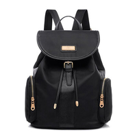 Casual Multi-pocket Black Nylon Waterproof Backpack School Bag Shoulder Bag