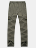 Casual Multi-Pocket Elastic Waist Cotton Pants Solid Color Plus Size Long Trousers For Men