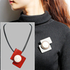 Casual Necklace Leather Stone Pendant Brooch Necklace