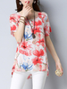 Casual O-neck Loose Floral Printed T-shirts For Women