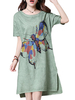 Casual O-neck Loose Printing Short Sleeve Dress