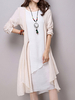 Casual O Neck Pure Color Dresses Two-piece Outfits For Women