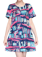 Casual O Neck Short Sleeve Brief Printed Dresses