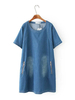 Casual O-neck Short Sleeves Denim Dresses For Women