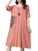 Casual O Neck Short Sleeves Embroidery Dresses For Women