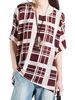 Casual O-neck Short Sleeves Loose Plaid Printed T-shirts
