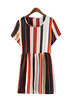 Casual O-neck Short Sleeves Loose Striped Printed Dresses