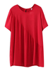 Casual O-neck Short Sleeves Patchwork Chiffon T-shirts