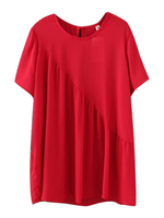 Casual O-neck Short Sleeves Patchwork Chiffon T-shirts