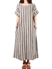 Casual O-neck Short Sleeves Striped Dresses For Women