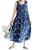 Casual O-neck Sleeveless Floral Printed Vest Dresses