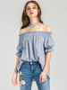 Casual Off-shoulder Plaid Print Half Sleeve Blouse For Women