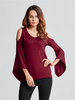 Casual Off Shoulder V Neck Trumpet Sleeve Blouse For Women