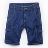 Casual Outdoor Blue Mid Waist Multi Pockets Cotton Loose Knee Length Denim Jeans for Men