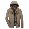 Casual Outdoor Cotton Multi-Pocket Solid Color Detachable Hood Jacket For Men
