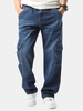 Casual Outdoor Loose Fit Multi Pockets Pants Straight Leg Jeans for Men