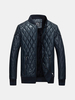 Casual Outdoor Thick Fleece Motorcycle PU Leather Stand Collar Padded Jacket For Men
