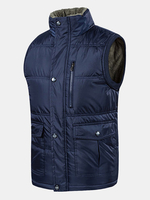 Casual Outdoor Thicken Inside Fleece Stand Color Vest Loose Waistcoats For Men