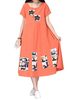 Casual Patch Printed Short Sleeve A-Line Dress For Women