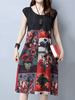 Casual Patchwork Floral Print Short Sleeve O-neck Dress For Women