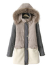 Casual Patchwork Fur Hooded Long Sleeve Thicken Cotton Coat