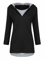 Casual Patchwork Hooded Long Sleeve Pullover Women Sweatshirt