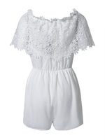Casual Patchwork Lace Off Shoulder Chiffon Jumpsuit