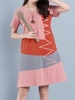Casual Patchwork Multi-color Short Sleeve O-neck Dress For Women