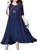 Casual Patchwork O-Neck Half Sleeve Dress For Women