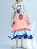 Casual Patchwork Ruffled Trumpet Faux Twinset Women Dresses