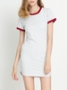 Casual Patchwork Split Short Sleeve O-neck Mini Dress For Women